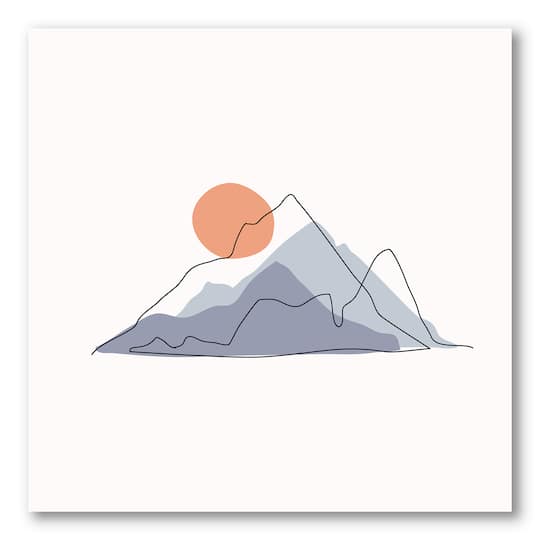 Designart - Abstract Mountainscape With Red Moon
